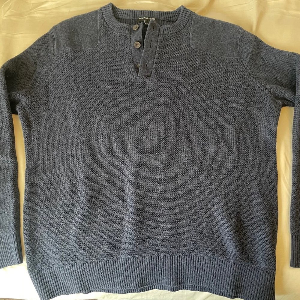 Banana Republic Wavy Texture Sweater Navy